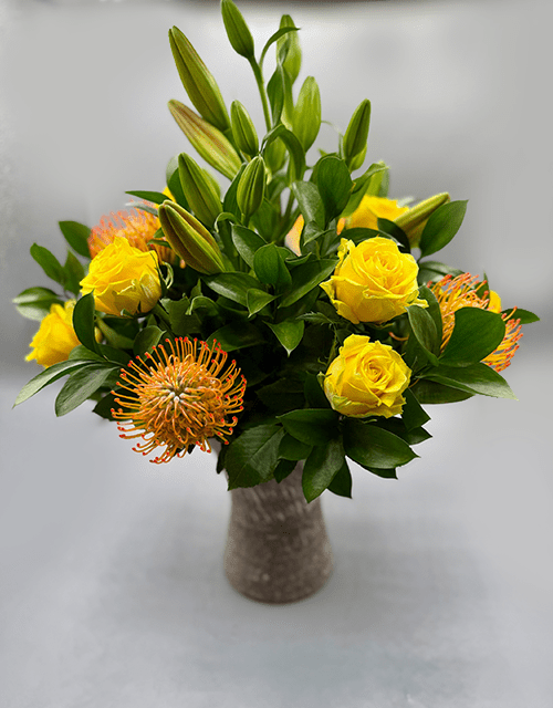 Beautiful Orange Rose and lily Arrangement - Impala Online