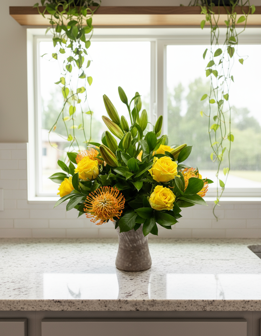 Beautiful Orange Rose and lily Arrangement - Impala Online