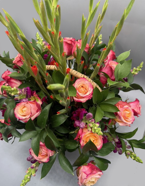 Country Flower Mixed Basket Arrangement - Impala Online