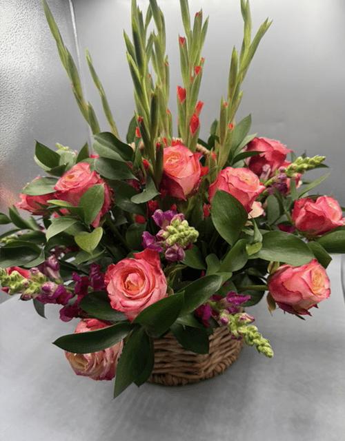 Country Flower Mixed Basket Arrangement - Impala Online