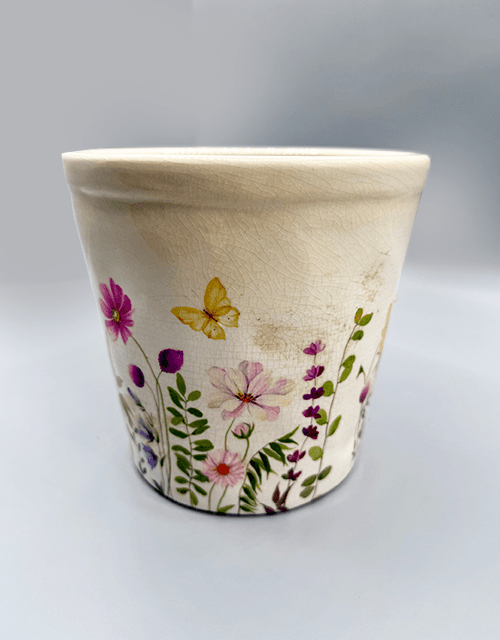 Flower & Butterfly Ceramic Pot - Impala Online
