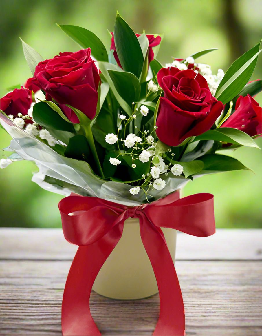Golden Red Rose Arrangement - Impala Online