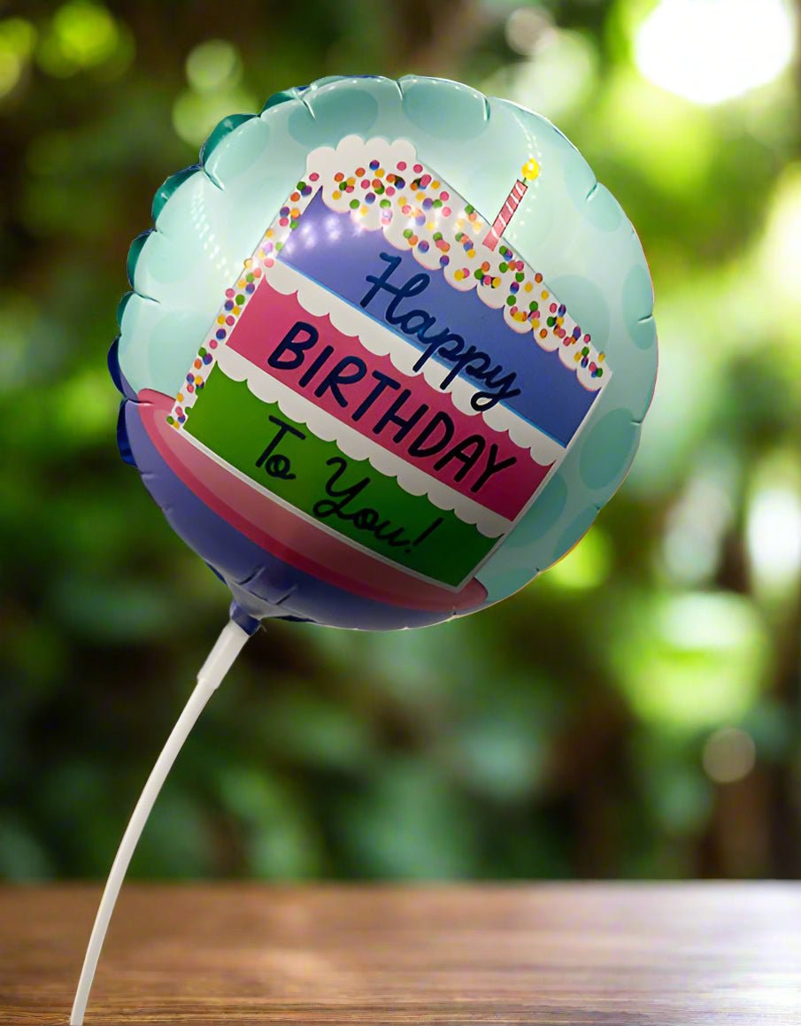 Happy Birthday Teal - Stick Balloon - Impala Online