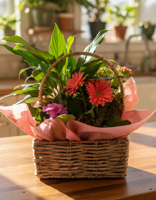 Salmon Pink Plant Basket - Impala Online