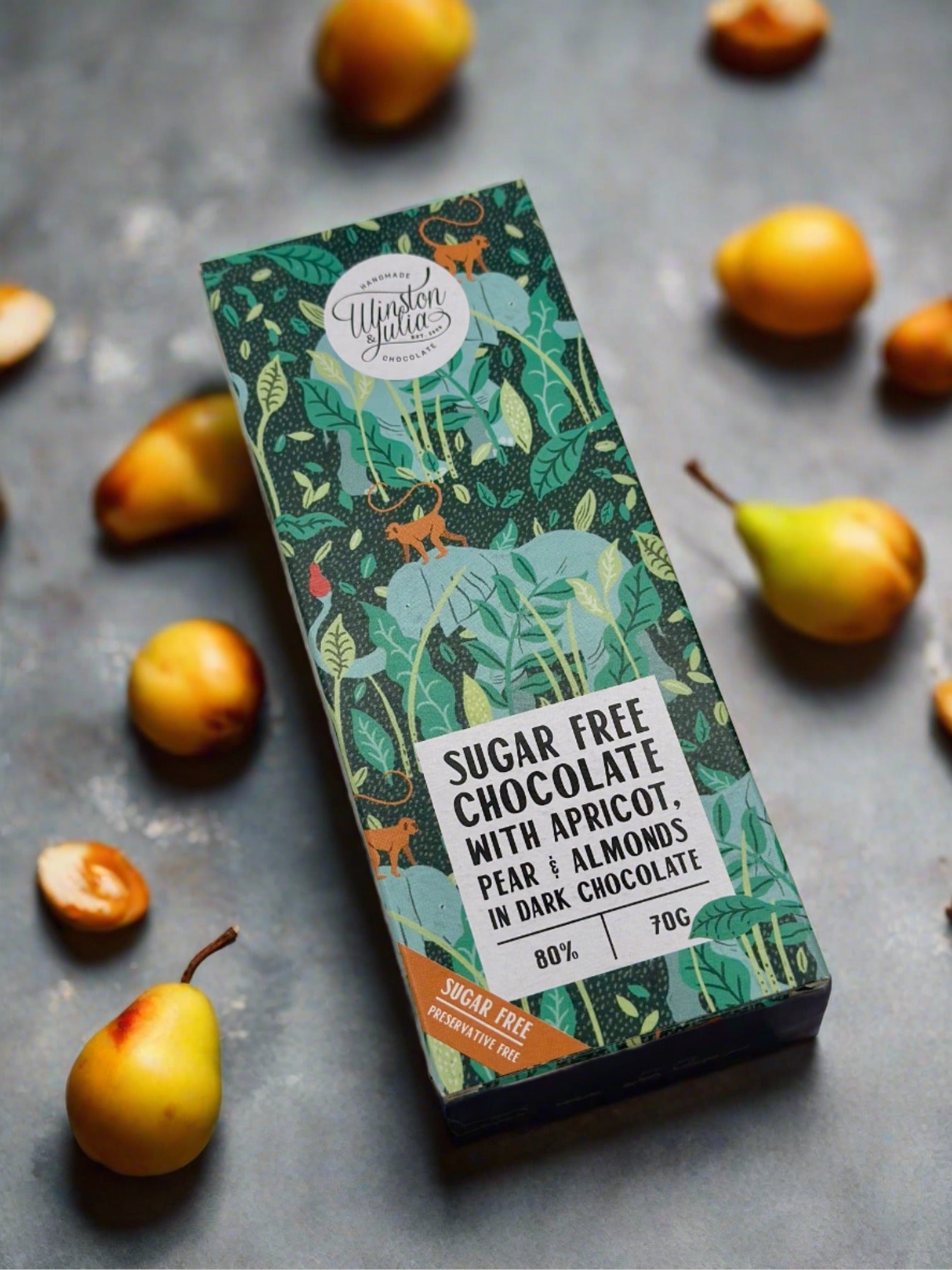Sugar Free Dark Chocolate with Apricot, Pear and Almonds - Impala Online