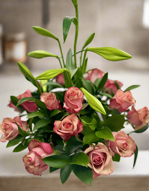 Vintage Rose Basket Arrangement - Impala Online