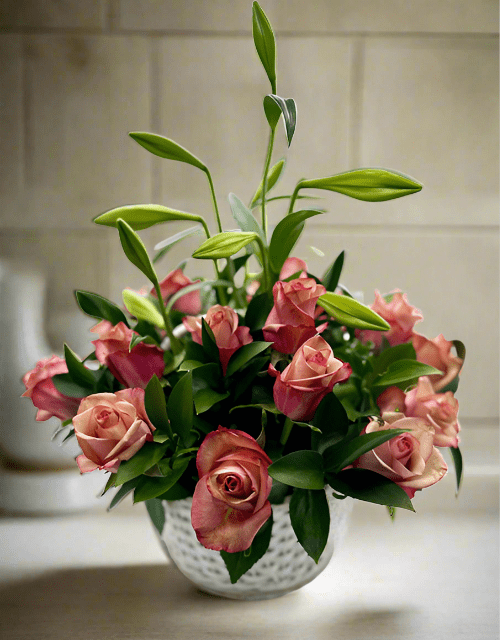 Vintage Rose Basket Arrangement - Impala Online