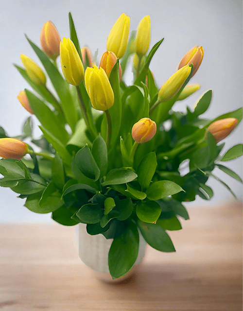 Yellow & Orange Tulip Arrangement - Impala Online