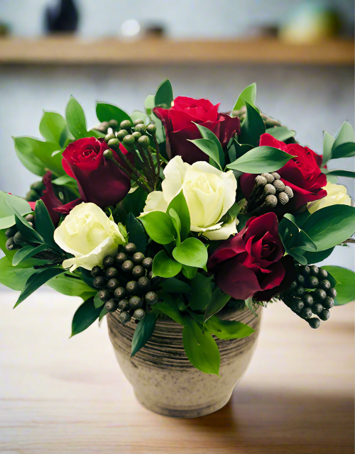 Red and White Rose Posy - Impala Online