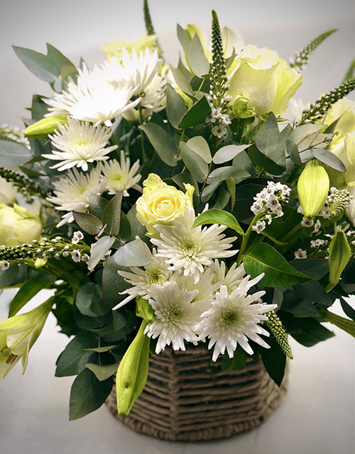 White Basket Arrangement - Impala Online