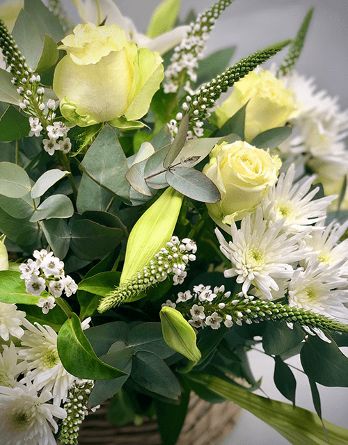 White Basket Arrangement - Impala Online