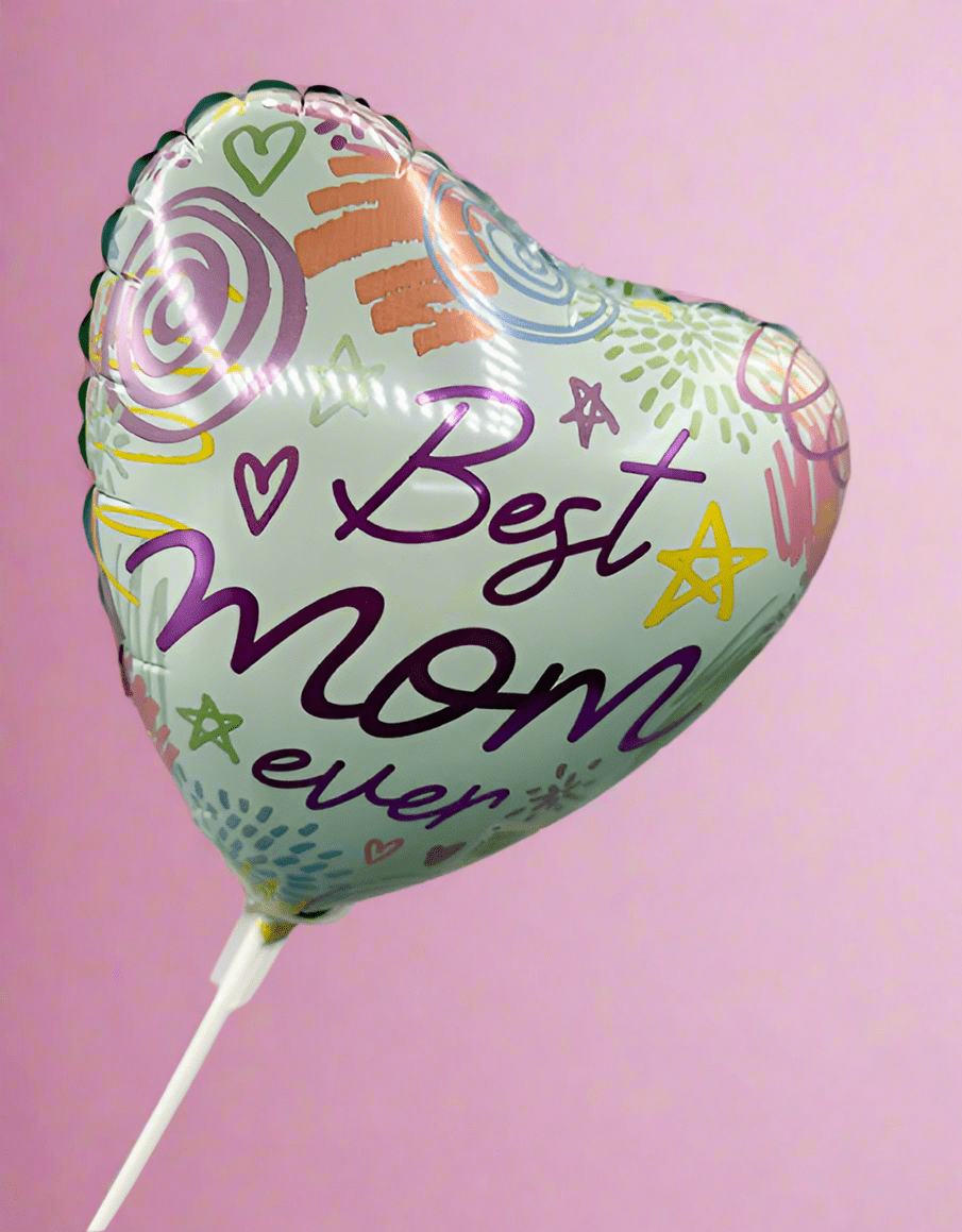'Best Mom ever' - Heart shaped Stick Balloon - Impala Online