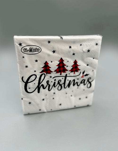 Christmas Serviette - Red Tartan Tree - Impala Online