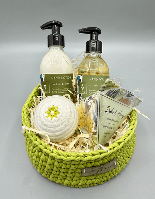 Lime Green Cotton Flower Gift Basket - Impala Online