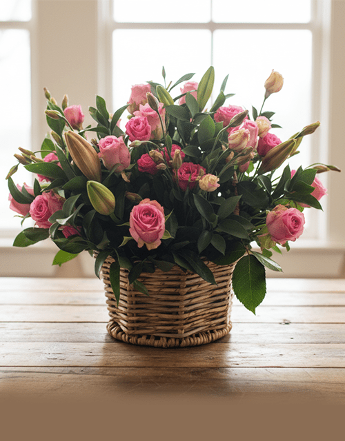 Pink Country Basket Arrangement - Impala Online