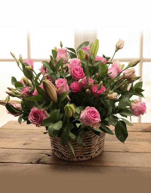 Pink Country Basket Arrangement - Impala Online