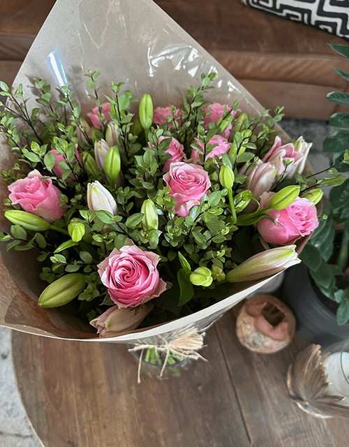 Pink Pearl Roses & Lilies Bouquet - Impala Online