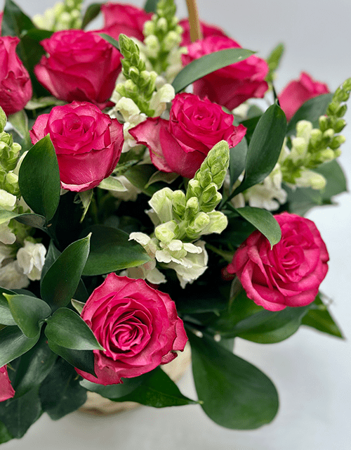 Pretty Pink Rose Basket Arrangement - Impala Online