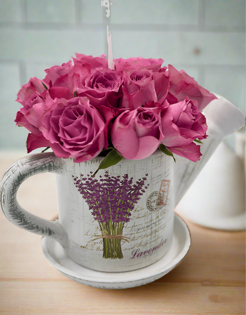 Tea Pot Rose Arrangement - Impala Online