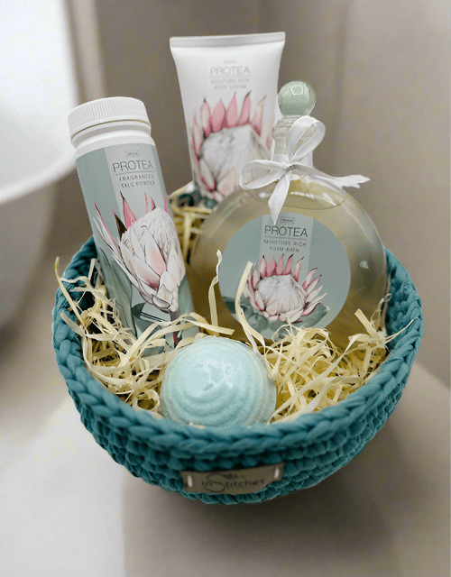 Teal Protea Gift Basket - Impala Online