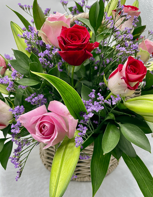 Mixed Rose and Lily Basket - Impala Online