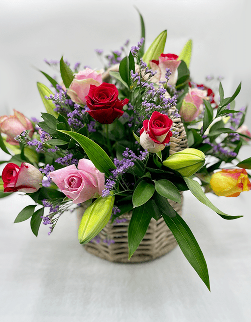 Mixed Rose and Lily Basket - Impala Online