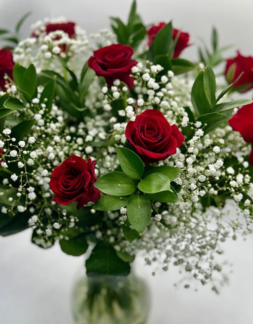 Ruby Red Roses in Vase (Medium) - Impala Online