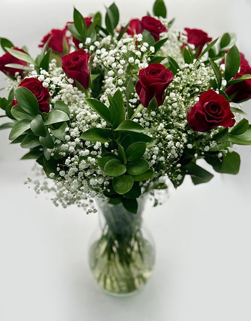 Ruby Red Roses in Vase (Medium) - Impala Online