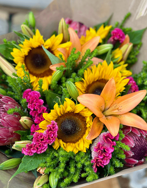 Sunflower and Protea Mixed Bunch - Impala Online