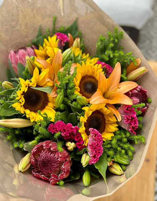 Sunflower and Protea Mixed Bunch - Impala Online