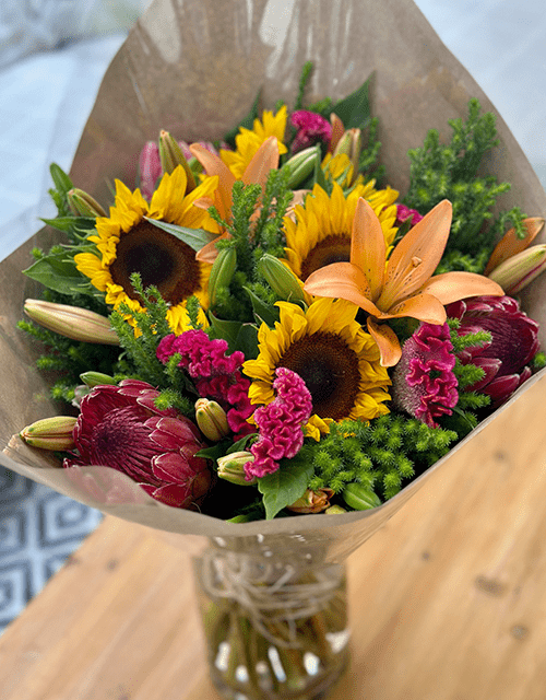 Sunflower and Protea Mixed Bunch - Impala Online